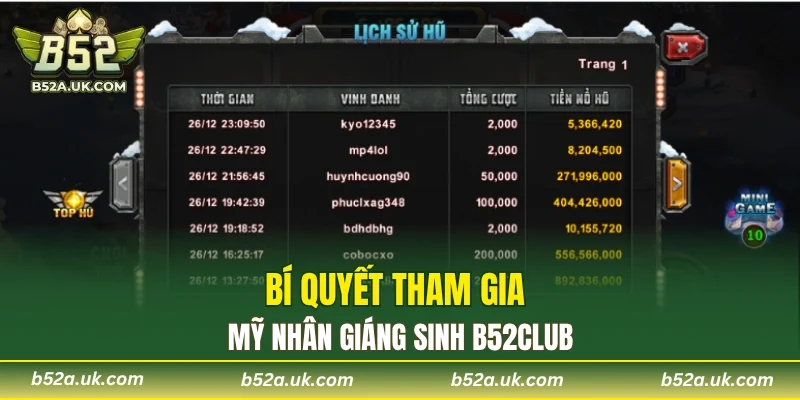 Bí quyết tham gia mỹ nhân giáng sinh B52CLUB